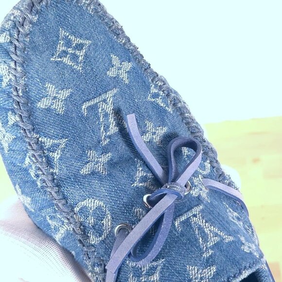 Louis Vuitton Blue Denim Monogram Men\'s Arizona Moccasins US 10.5 main image 4